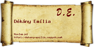 Dékány Emília névjegykártya
